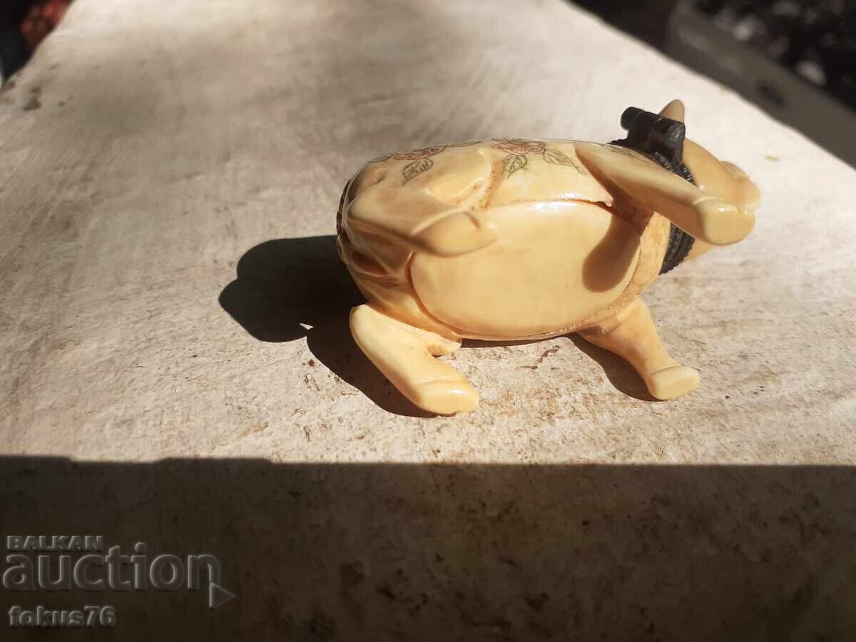 Cutie veche pentru priză de tabac porcușor fildeș - 5