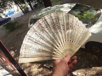 Evantai antic de damă din os și mătase, secolul al XIX-lea