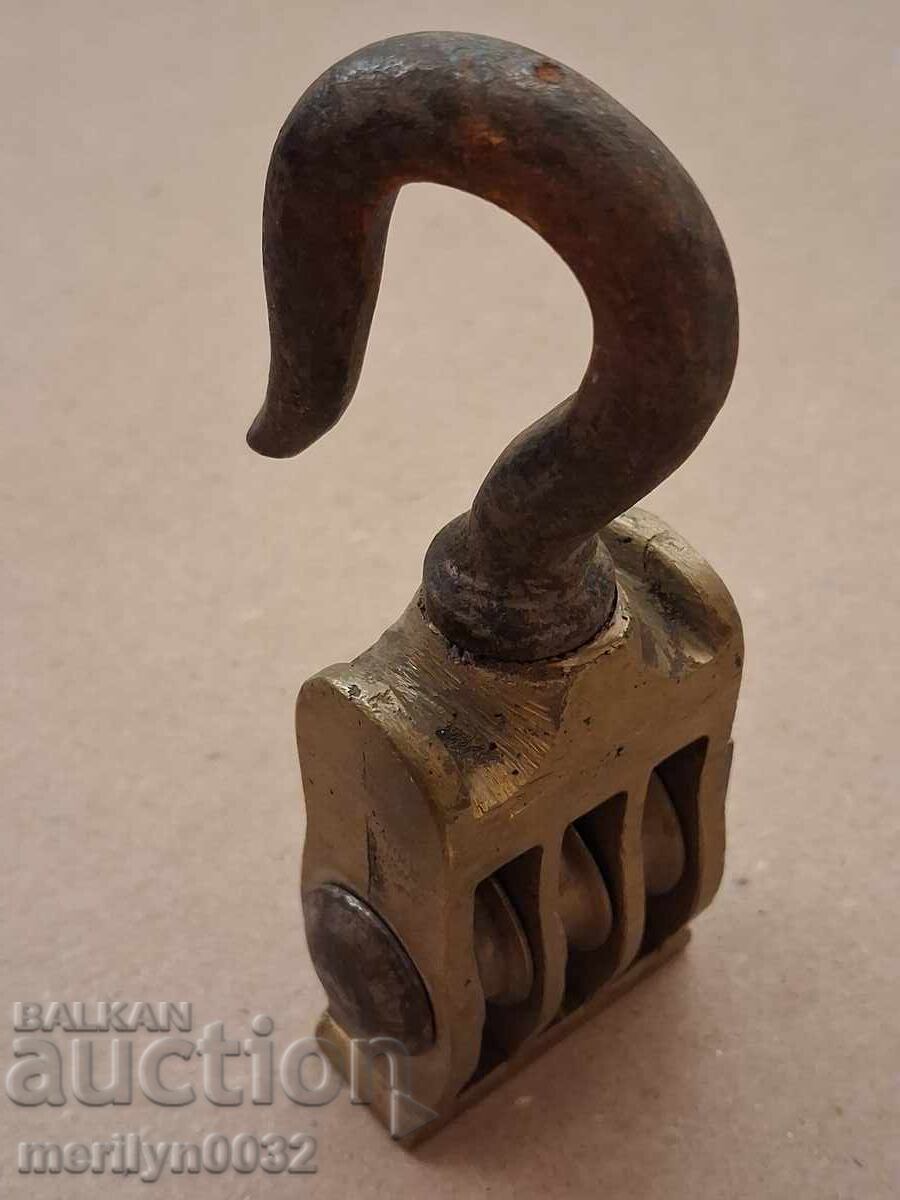 Old wrought pulley polyspast wrought iron pulley pulley - 7