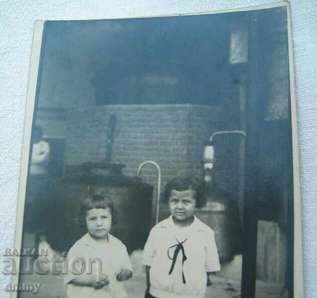 Old photo, 1927, Kalofer, kazan - two small children with price 2.00 BGN | € 1.02