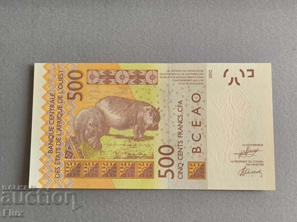 Bancnota - Coasta de Fildes - 500 franci UNC | 2012