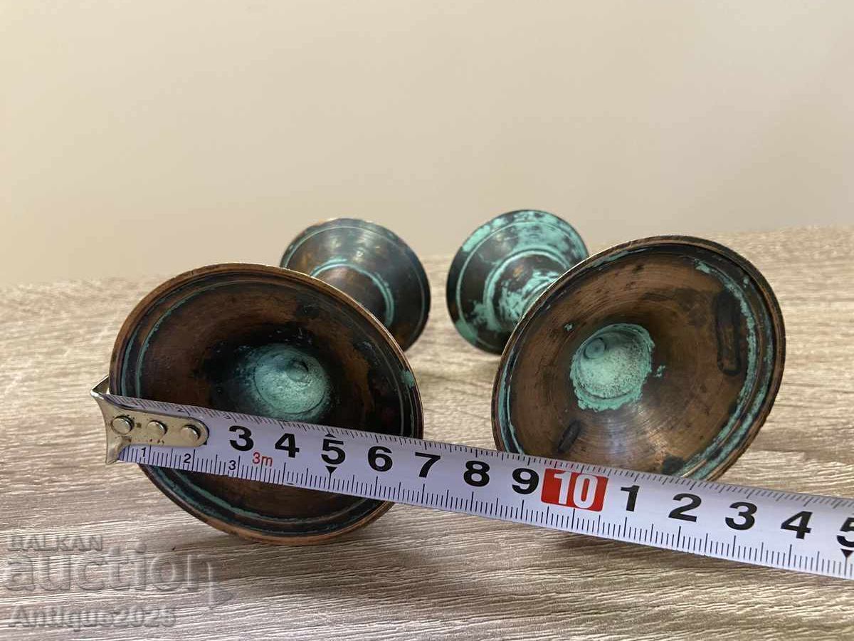 Auction  Antique brass candlesticks, set of two