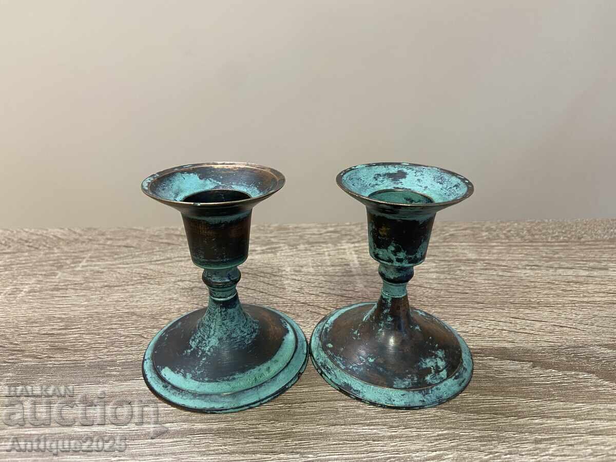 Antique brass candlesticks, set of two