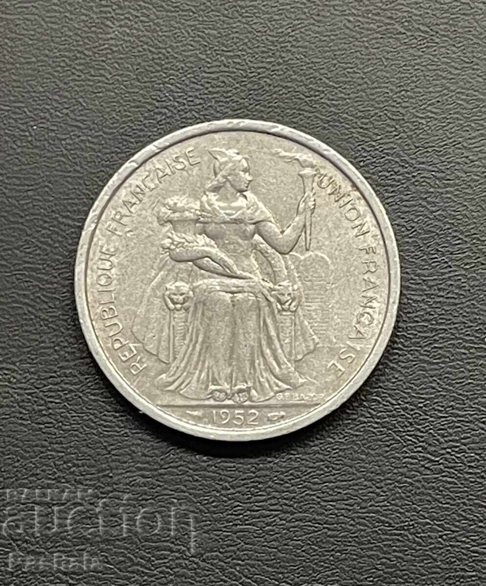 Γαλλική Ωκεανία 5 φράγκα 1952 με τιμή 8.00 BGN | € 4.09