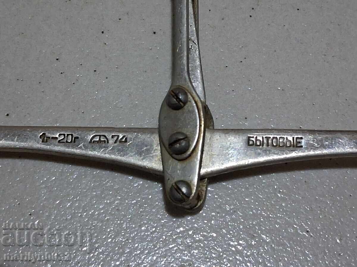 Παλιά ζυγαριά οικιακής χρήσης Σοβιετικής Ένωσης, ερασιτεχνική ζυγαριά, βαρίδια - 5