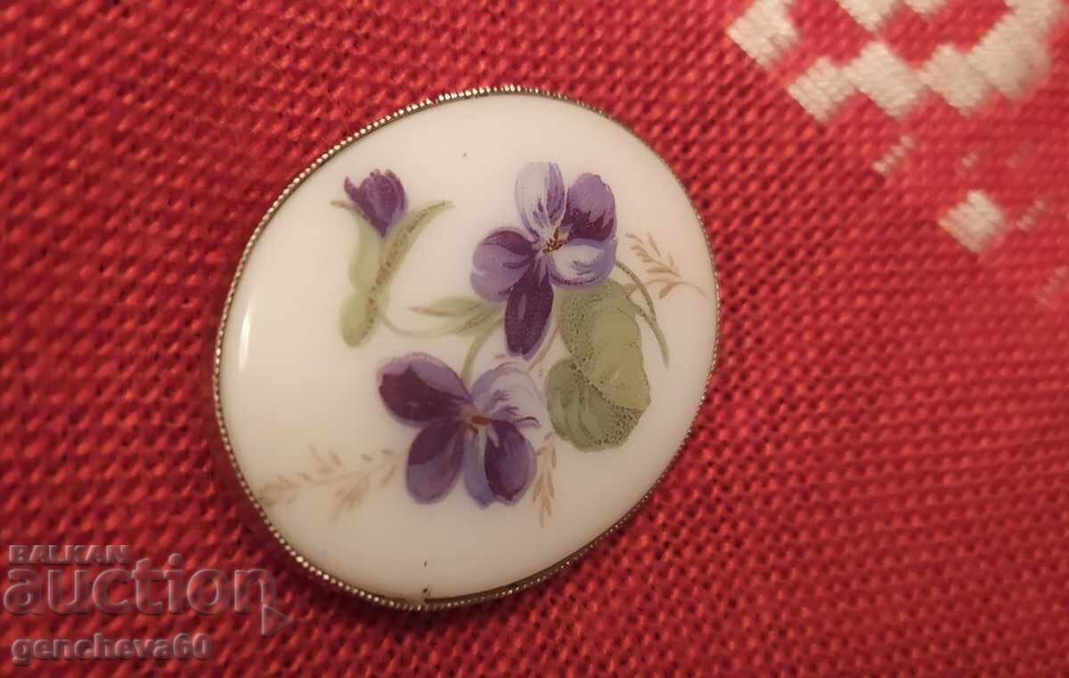 Broșă ovală din porțelan ,,Viorele" - 5