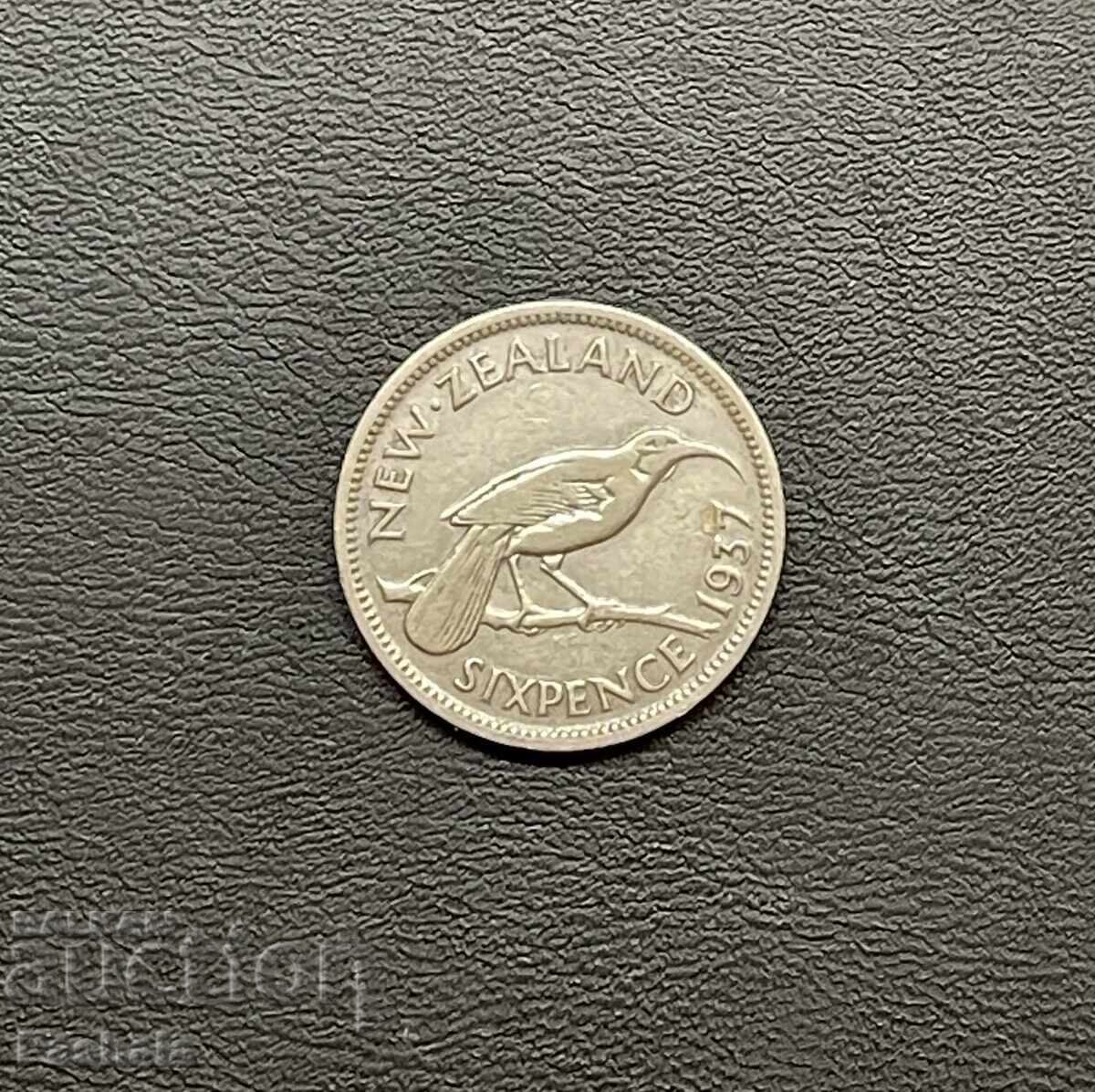 New Zealand 6 pence 1937
