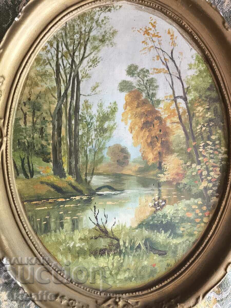 Old picture with a plaster base and frame with price € 30.68 | 60.00 BGN
