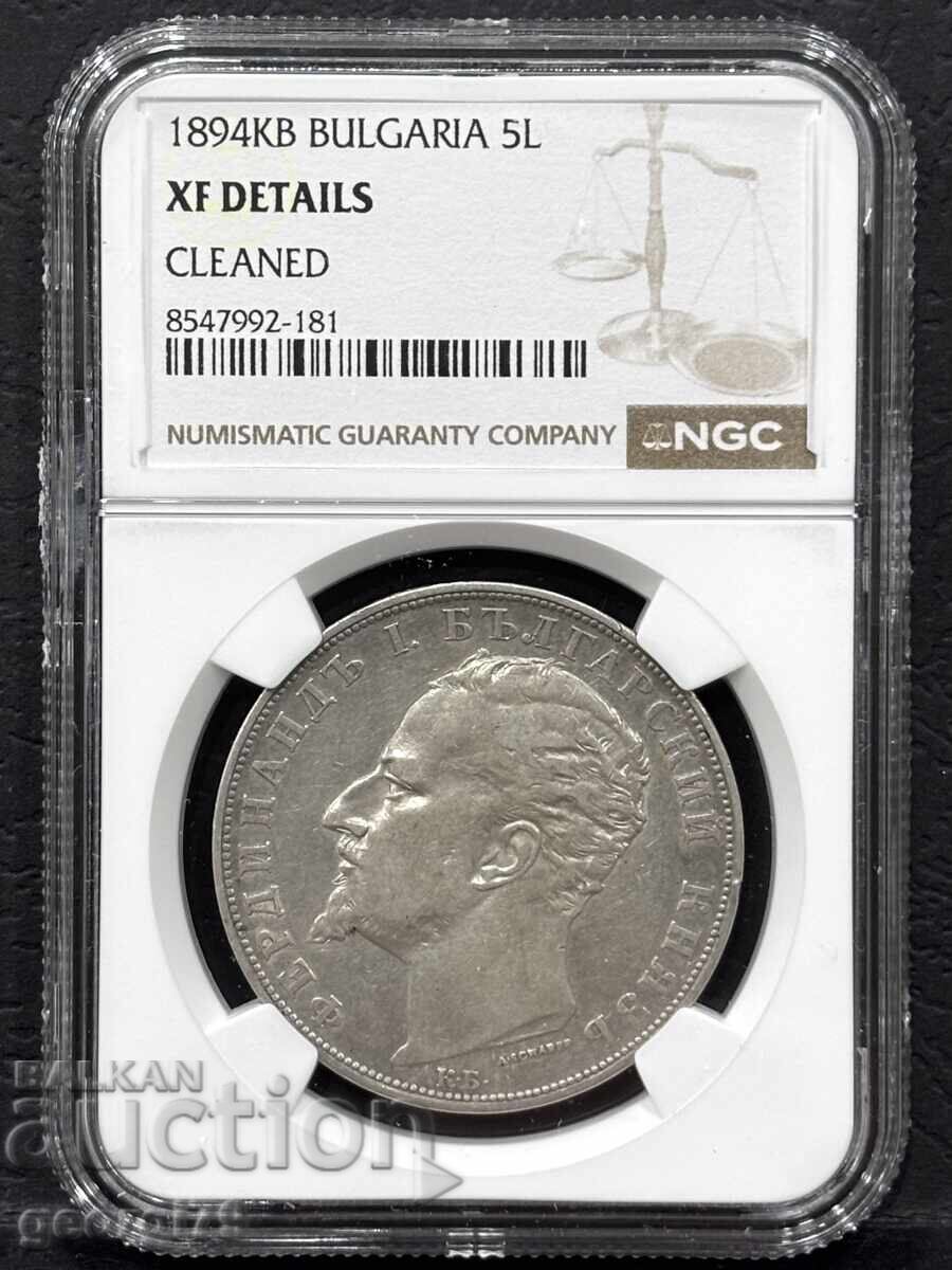 5 Leva 1894 NGC XF Details 5 Leva 1894 NGC XF Details
