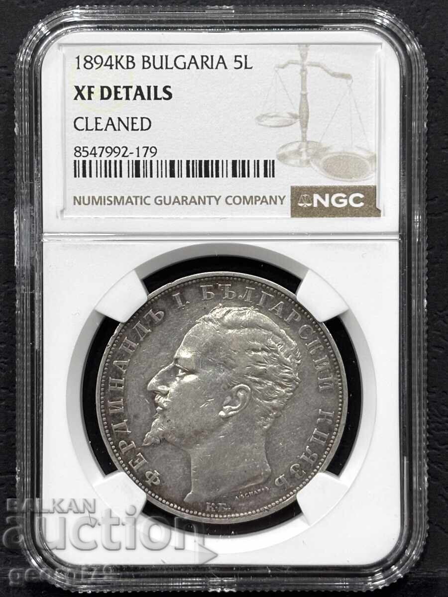 5 Leva 1894 NGC XF Details