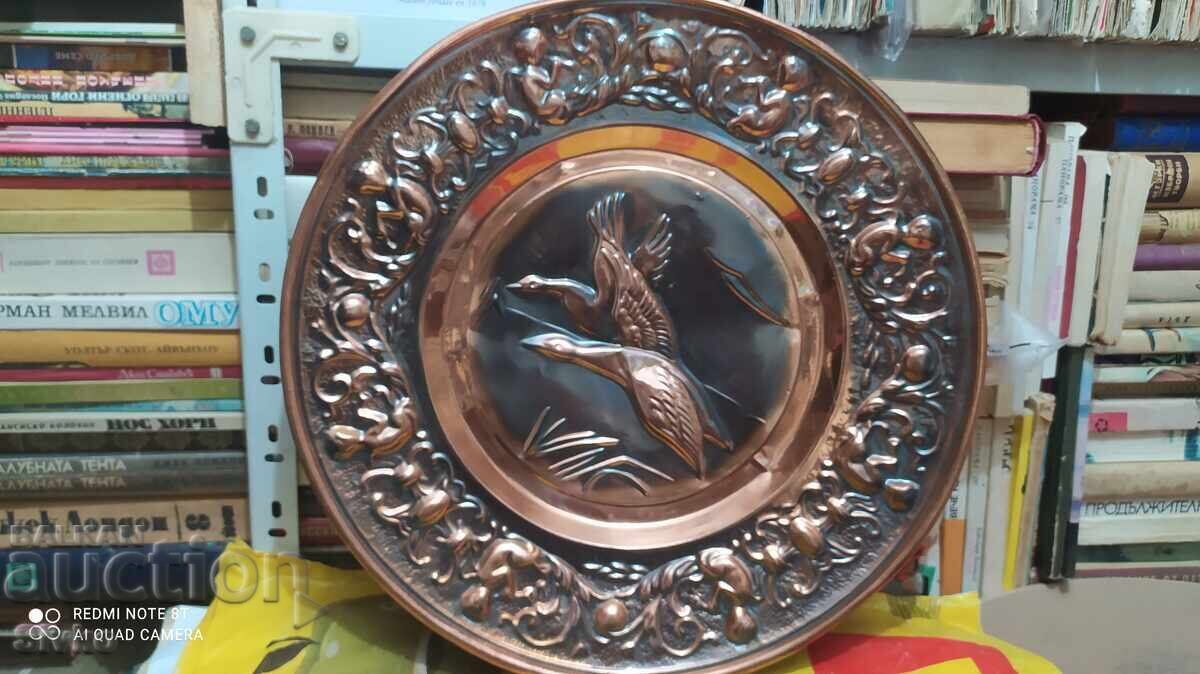 Panou, farfurie, scenă de vânătoare, cupru, mare Panou, farfurie, scenă de vânătoare, cupru, mare