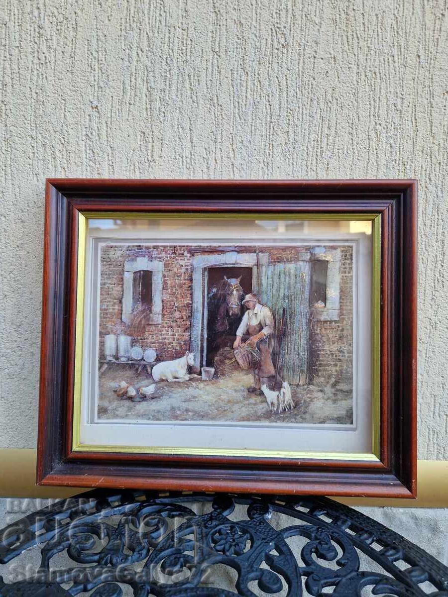 Υπέροχος βελγικός αυθεντικός αντίκα πίνακας ζωγραφικής