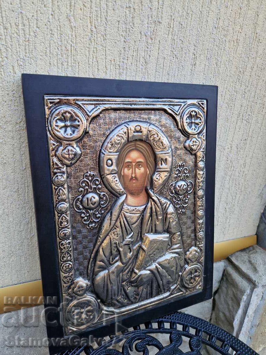 Delivery of Large antique Greek silver icon with certificate Delivery of Large antique Greek silver icon with certificate