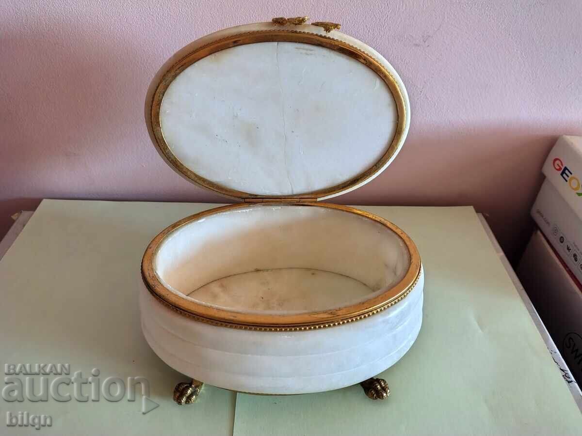 Δημοπρασία Απίστευτα Όμορφο Κουτί Κοσμημάτων - Αλάβαστρο με Επιχρύσωση