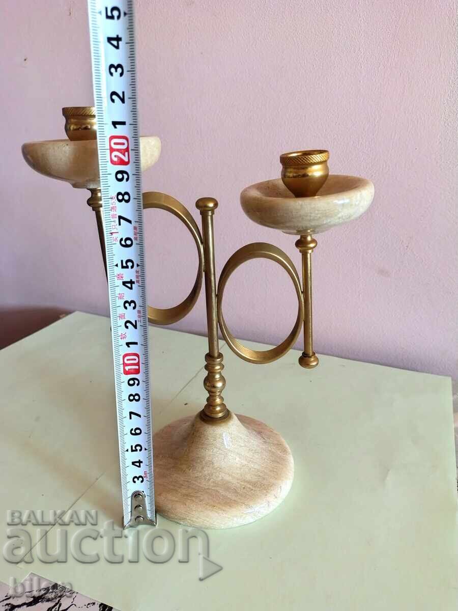 Sfeșnic superb din onix și aurire - 5