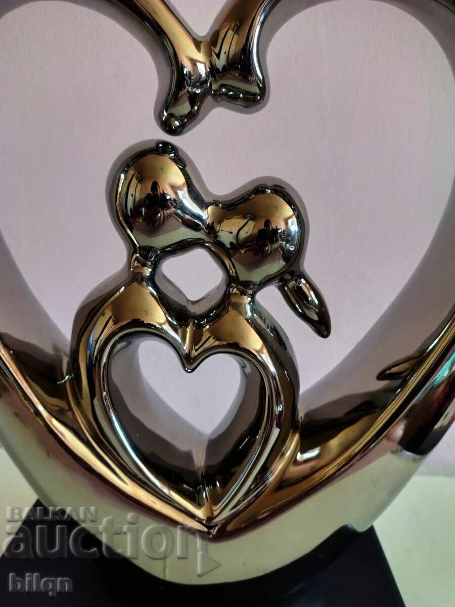 Δημοπρασία Υπέροχο Γερμανικό Κεραμικό Γλυπτό Καρδιά - Ερωτευμένοι