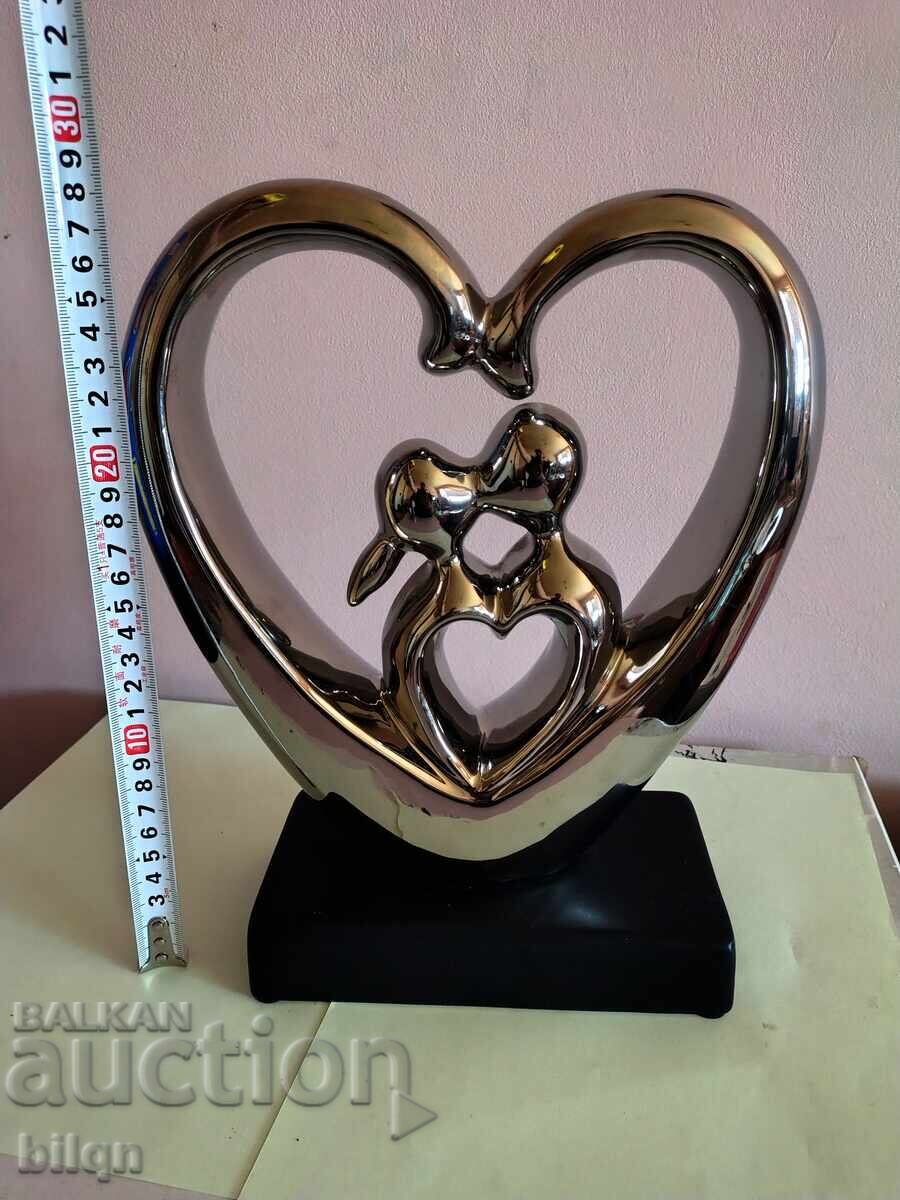 Υπέροχο Γερμανικό Κεραμικό Γλυπτό Καρδιά - Ερωτευμένοι - 6