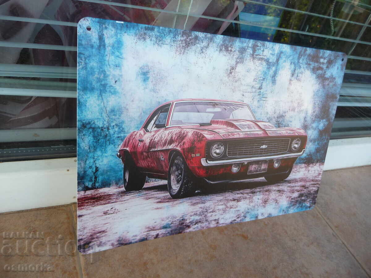 Metal sign car Chevrolet Camaro Z28 1969 American car with price 18.00 BGN | € 9.20