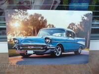 Plăcuță metalică mașină Chevrolet 1957 frumusețe jante crom unice