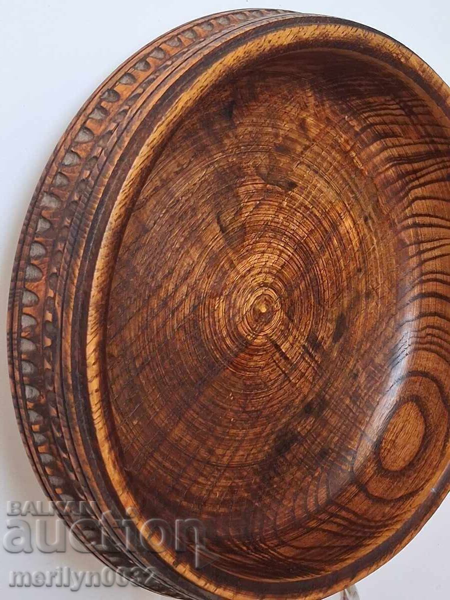Carved fruit bowl from walnut, wooden vessel, wood carving with price 92.00 BGN | € 47.04