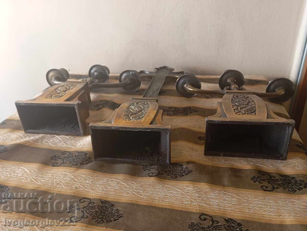 Crucifix set, cross with candlesticks - 7