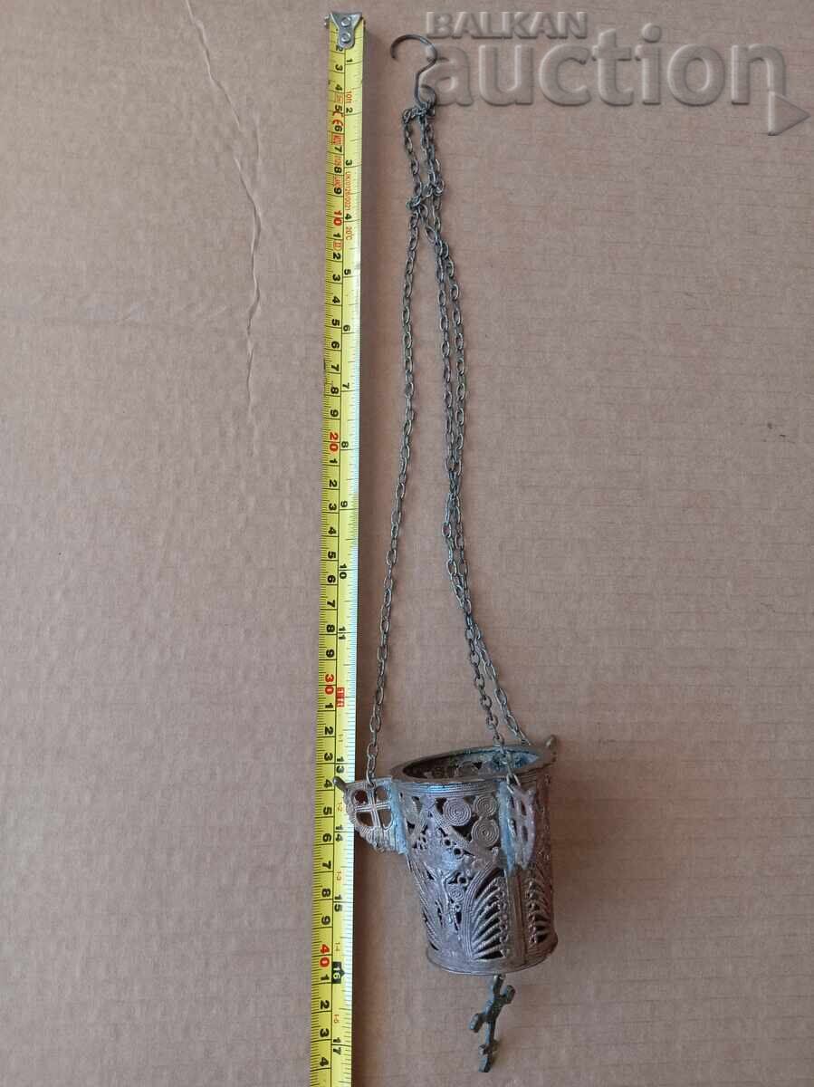 Αρχαίο μπρούτζινο καντήλι με σταυρό του Αγίου Γεωργίου - 5