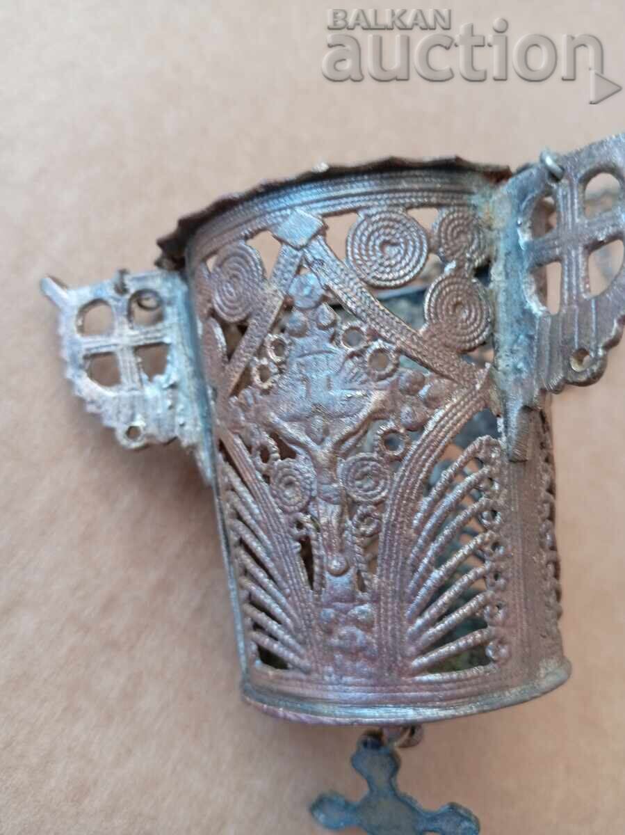 Αρχαίο μπρούτζινο καντήλι με σταυρό του Αγίου Γεωργίου - 6