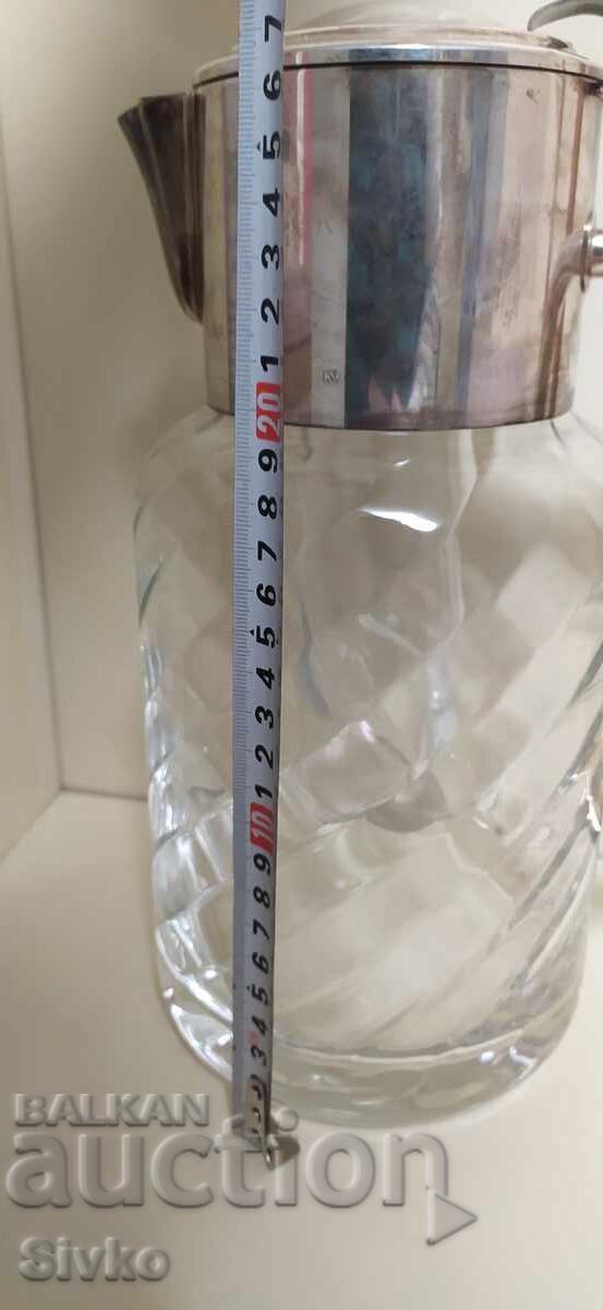 Кристална масивна кана с посребрен обков и охладител - 6