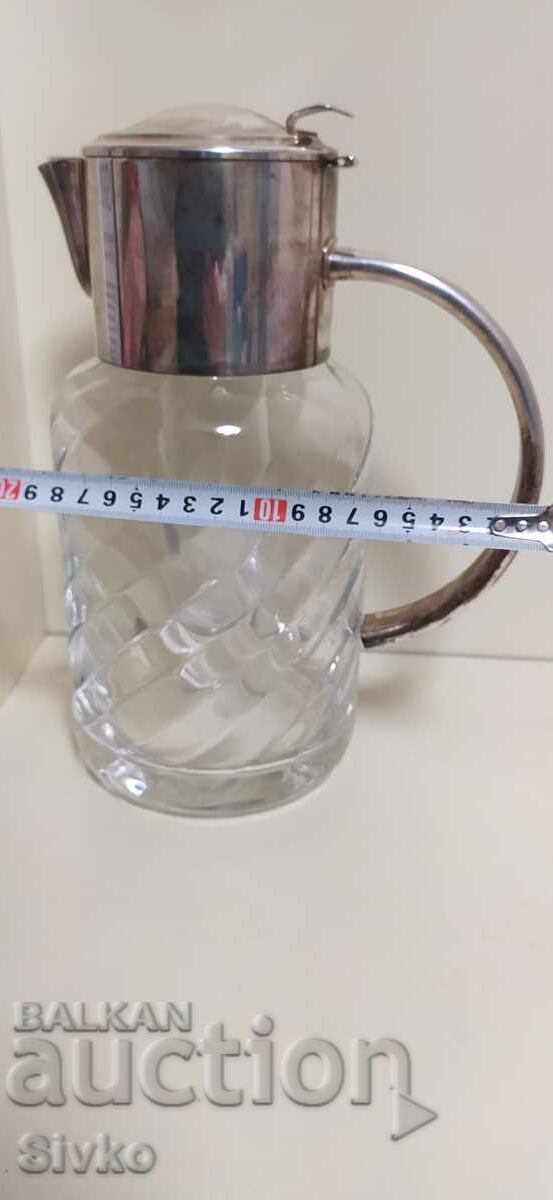 Кристална масивна кана с посребрен обков и охладител - 7