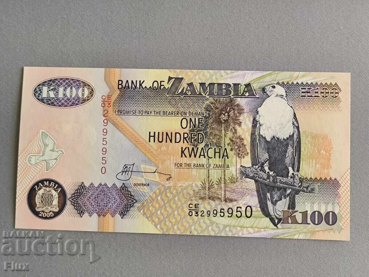 Банкнота - Замбия - 100 квача UNC | 2005г.