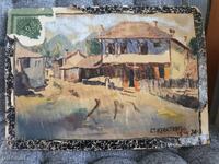 Pictură veche cu acuarelă