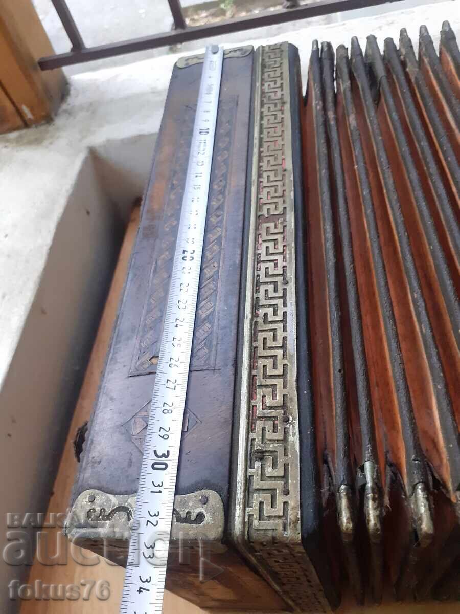 Παλιός διατονικός ακορντεόν αντίκα ξύλο δέρμα μαργαριτάρι κατελίνη - 6