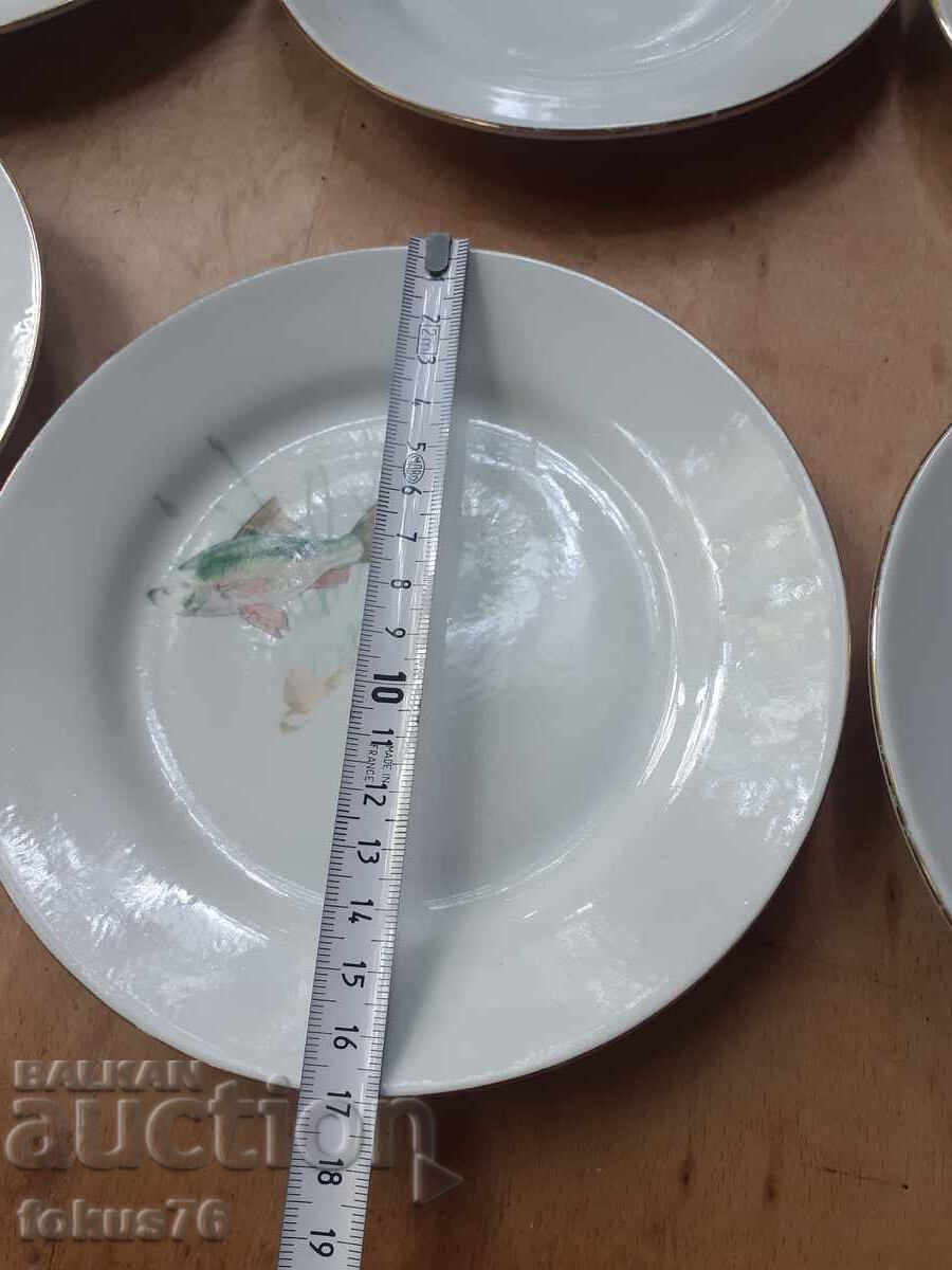 Set de farfurii - porțelan bulgăresc - 6 buc. cu farfurie cu pești - 5