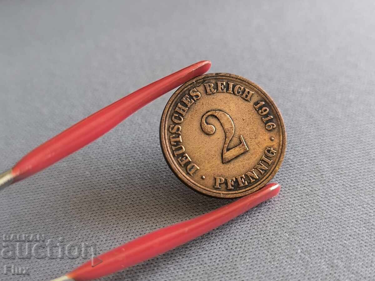 Райх монета - Германия - 2 пфенига | 1916г.; серия A