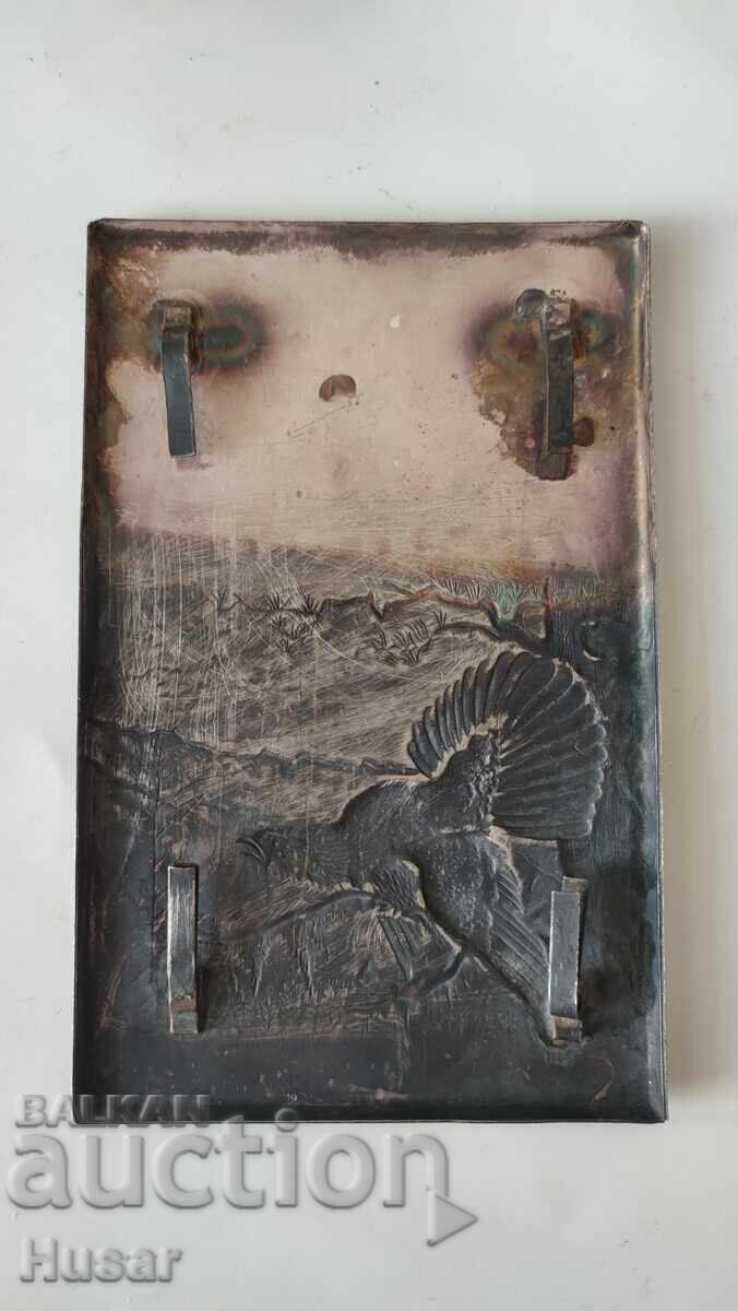 Delivery of Melchior, hunting scene, box lid, markings