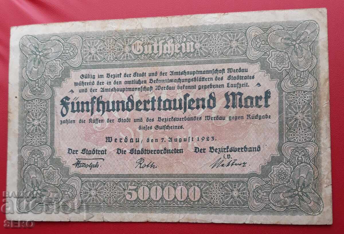 Banknote - Germany - Saxony - Werdau - 500,000 Mark 1923 Banknote - Germany - Saxony - Werdau - 500,000 Mark 1923