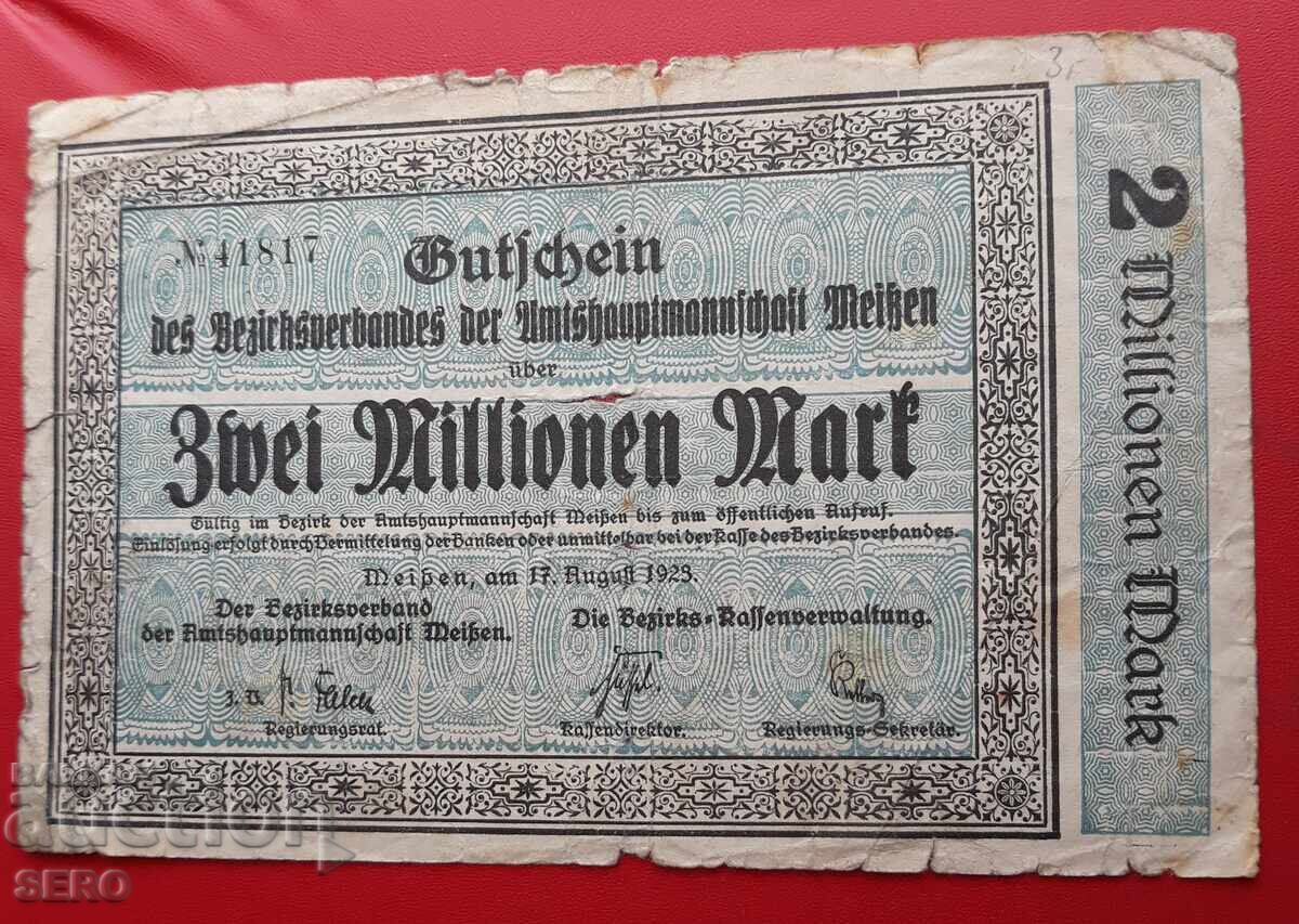 Banknote - Germany - Saxony-Meissen - 2,000,000 M. 1923 - one-sided