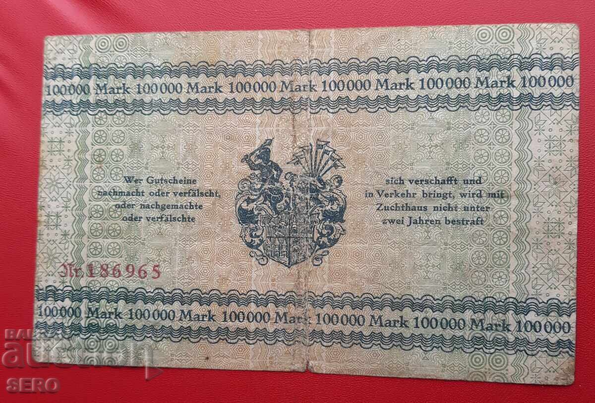 Banknote - Germany - Saxony - Zwickau - 100,000 Mark 1923 with price 5.00 BGN | € 2.56 Banknote - Germany - Saxony - Zwickau - 100,000 Mark 1923 with price 5.00 BGN | € 2.56