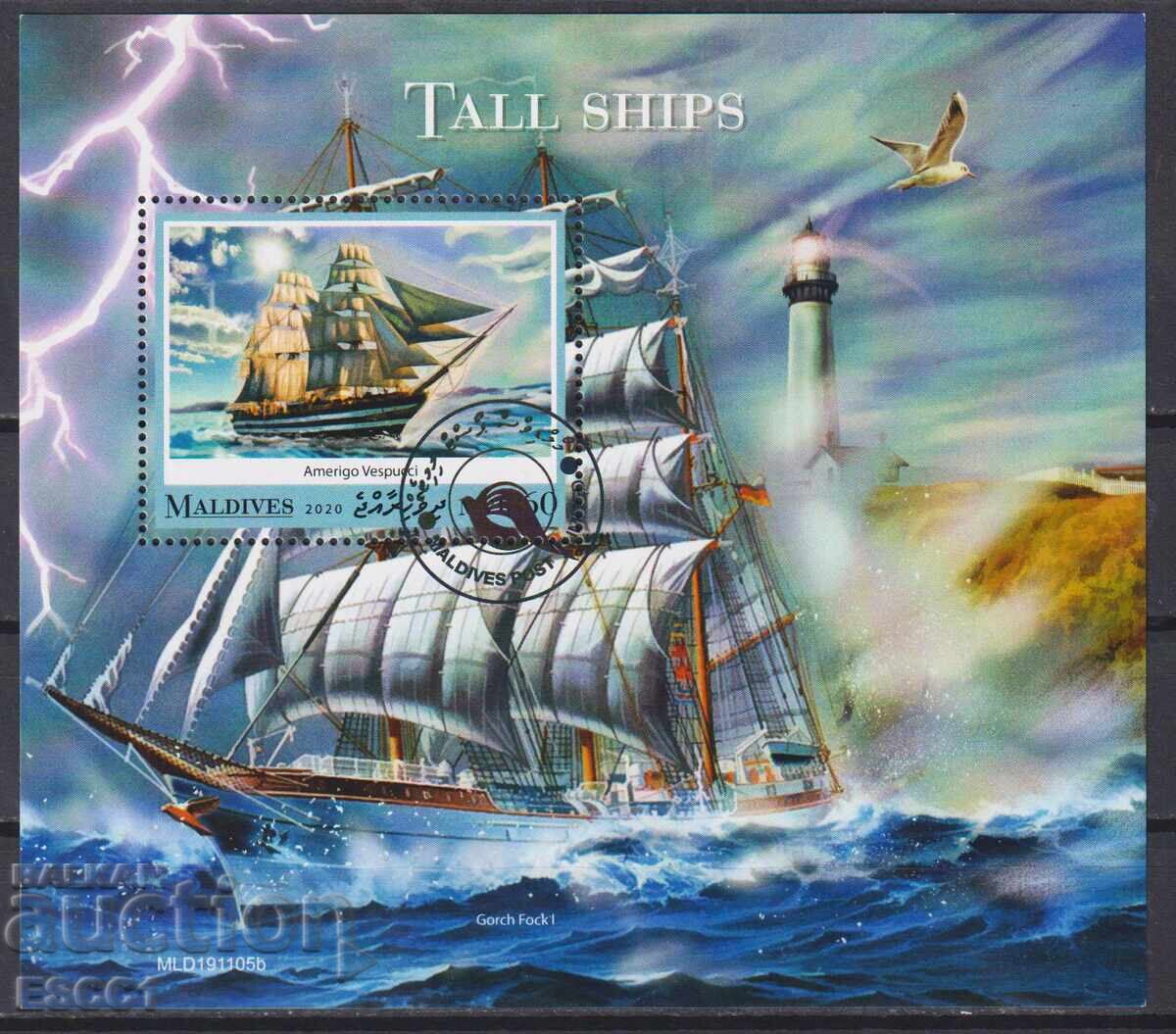 Σφραγισμένο μπλοκ Καράβια 2020 από Μαλδίβες