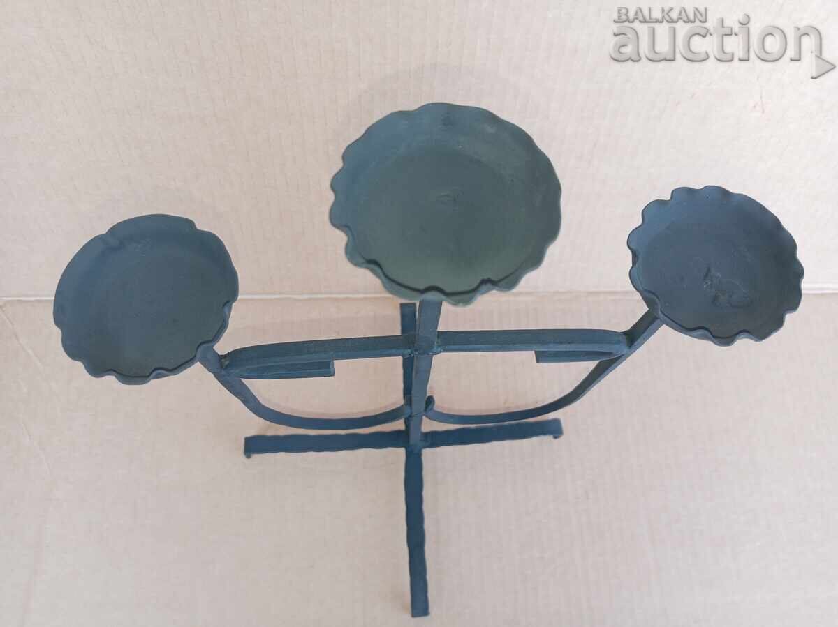 Αντίκα ρετρό βίντατζ κηροπήγιο τριάδα - 5