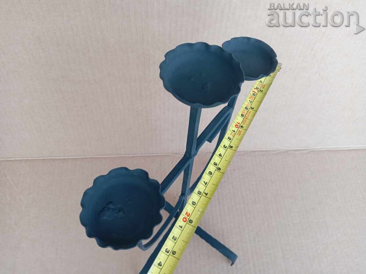 Αντίκα ρετρό βίντατζ κηροπήγιο τριάδα - 6