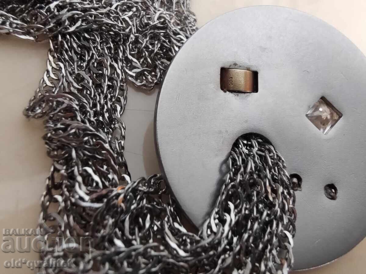 Colier elegant de lux - Aur 585, oțel și cristal Norvegia - 6