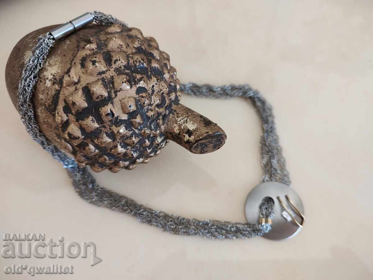 Colier elegant de lux - Aur 585, oțel și cristal Norvegia - 7