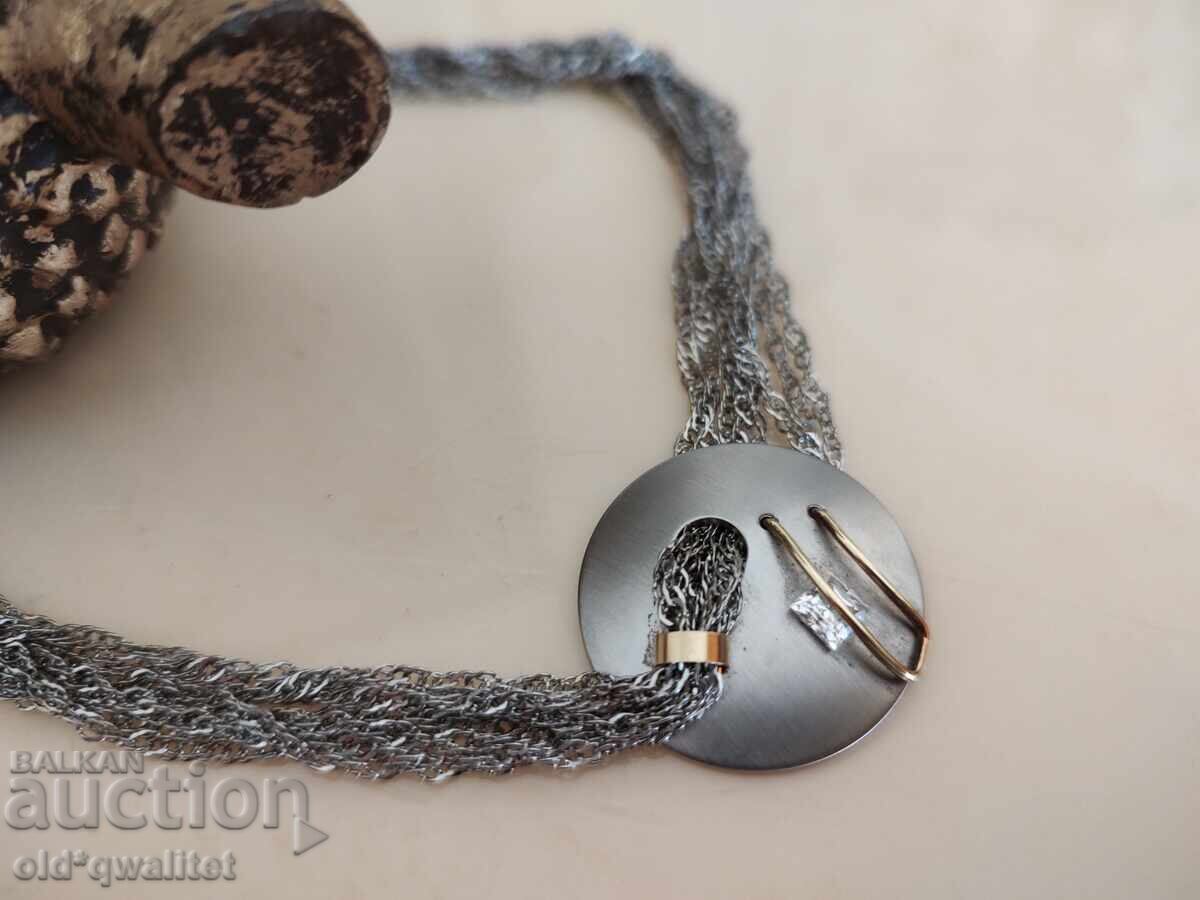 Colier elegant de lux - Aur 585, oțel și cristal Norvegia