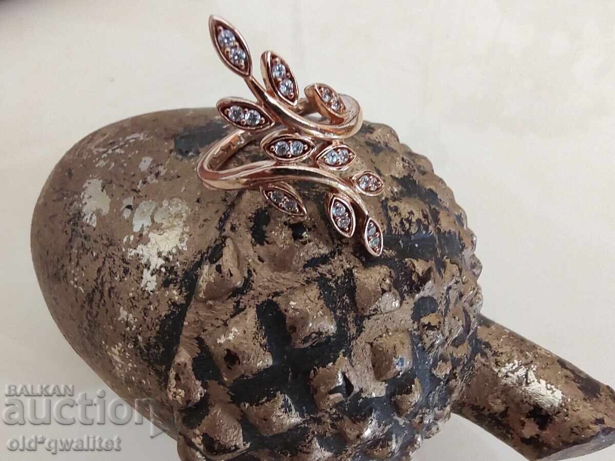 SILVER RING with Zircons, SILVER 925, GOLD PLATING with price 197.00 BGN | € 100.72
