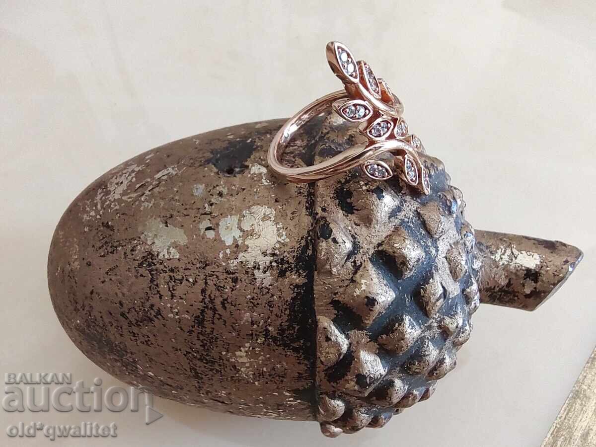 Auction  SILVER RING with Zircons, SILVER 925, GOLD PLATING