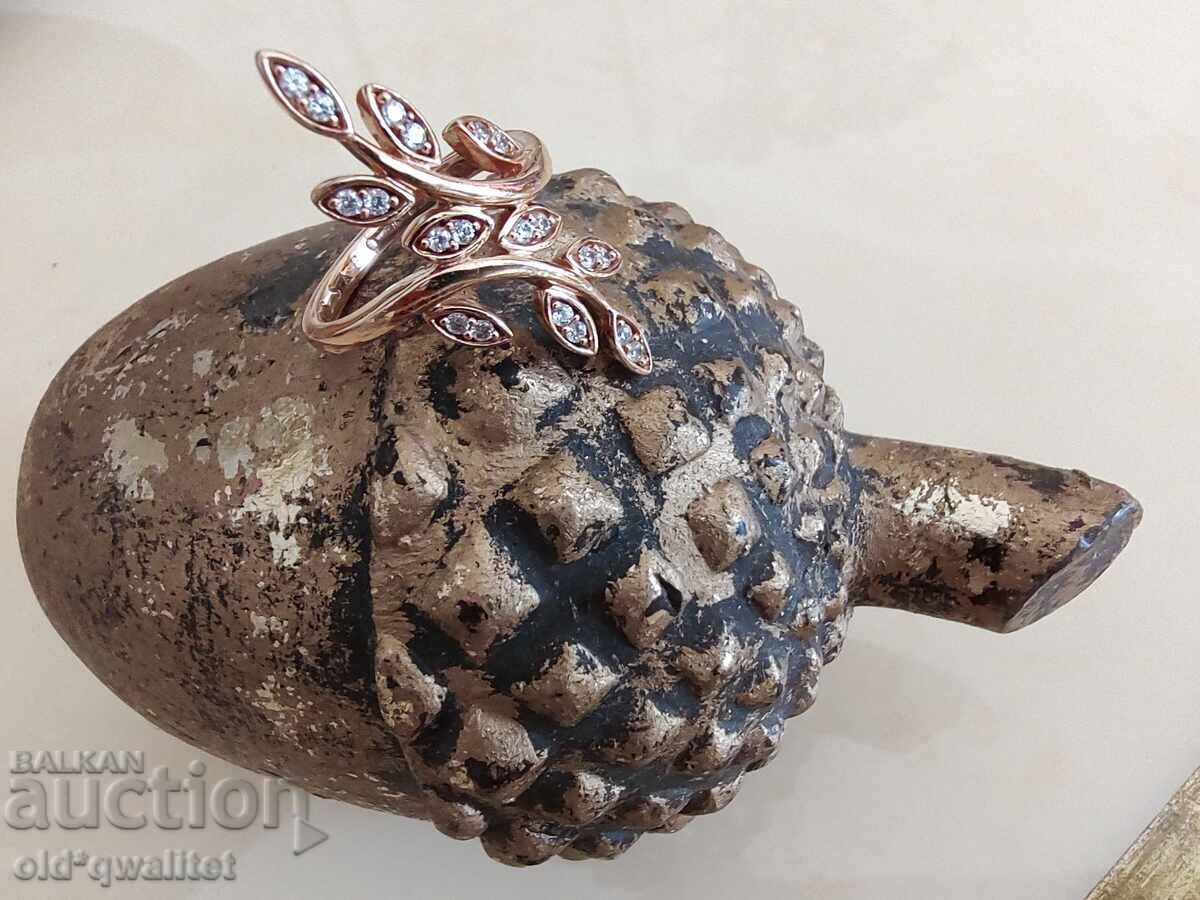 SILVER RING with Zircons, SILVER 925, GOLD PLATING - 5