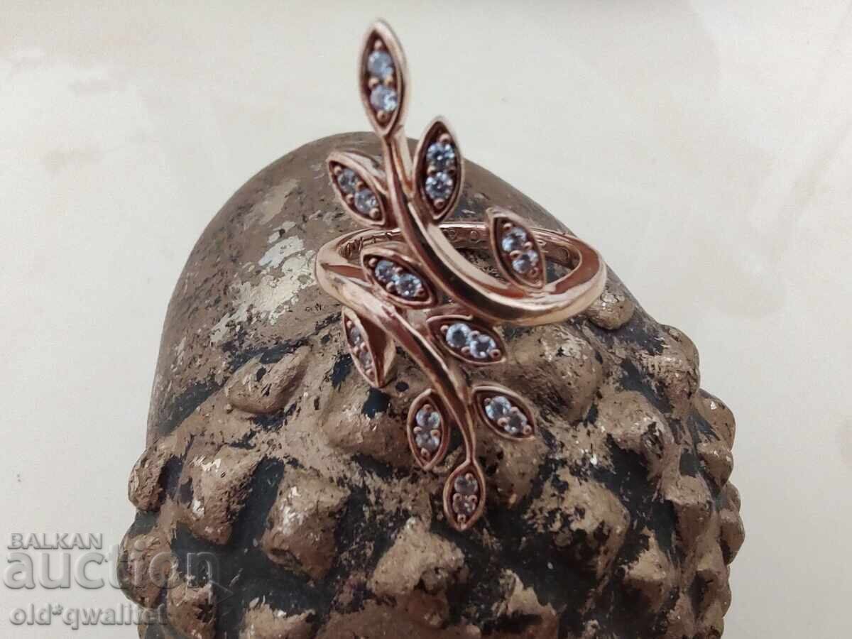 SILVER RING with Zircons, SILVER 925, GOLD PLATING - 6
