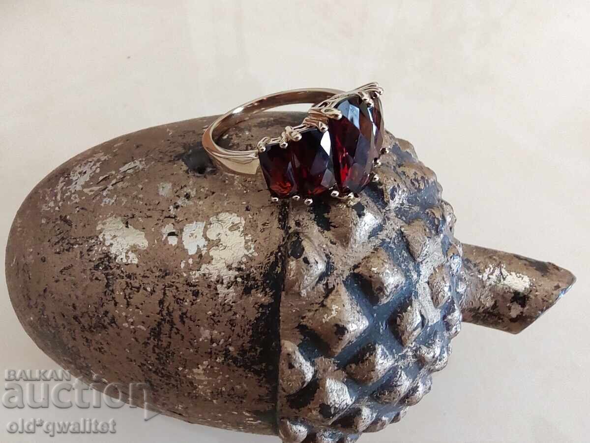 Licitație INEL ARGINT naturală: Granat ARGINT 925 AURIT Licitație INEL ARGINT naturală: Granat ARGINT 925 AURIT