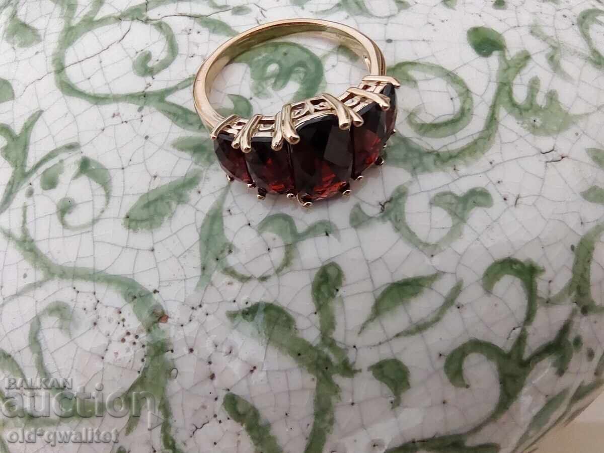 Livrarea INEL ARGINT naturală: Granat ARGINT 925 AURIT Livrarea INEL ARGINT naturală: Granat ARGINT 925 AURIT